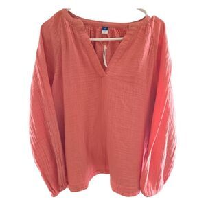Old Navy Peach Long Sleeve Relaxed Blouse SZ M